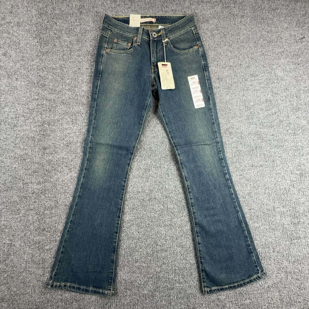 Y2K Levi's 518 Superlow Bootcut Jeans Juniors 1 Short Blue Low Rise Denim